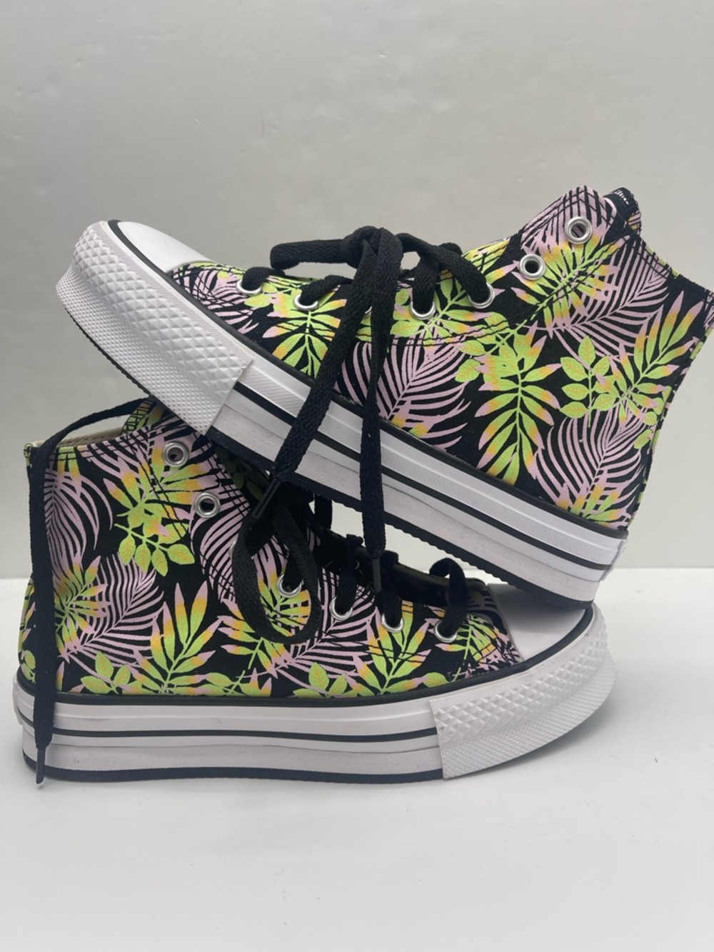 Converse WMNS CTAS EVA Lift Hi A01201C Blk/Pink Foam/Lime Rave Platform Sneakers - Picture 12 of 16